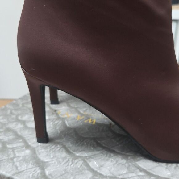 AZALEA WANG Chocolate Brown Nylon Tall Slouchy Knee High Stiletto Boots, NIB - Picture 7 of 7